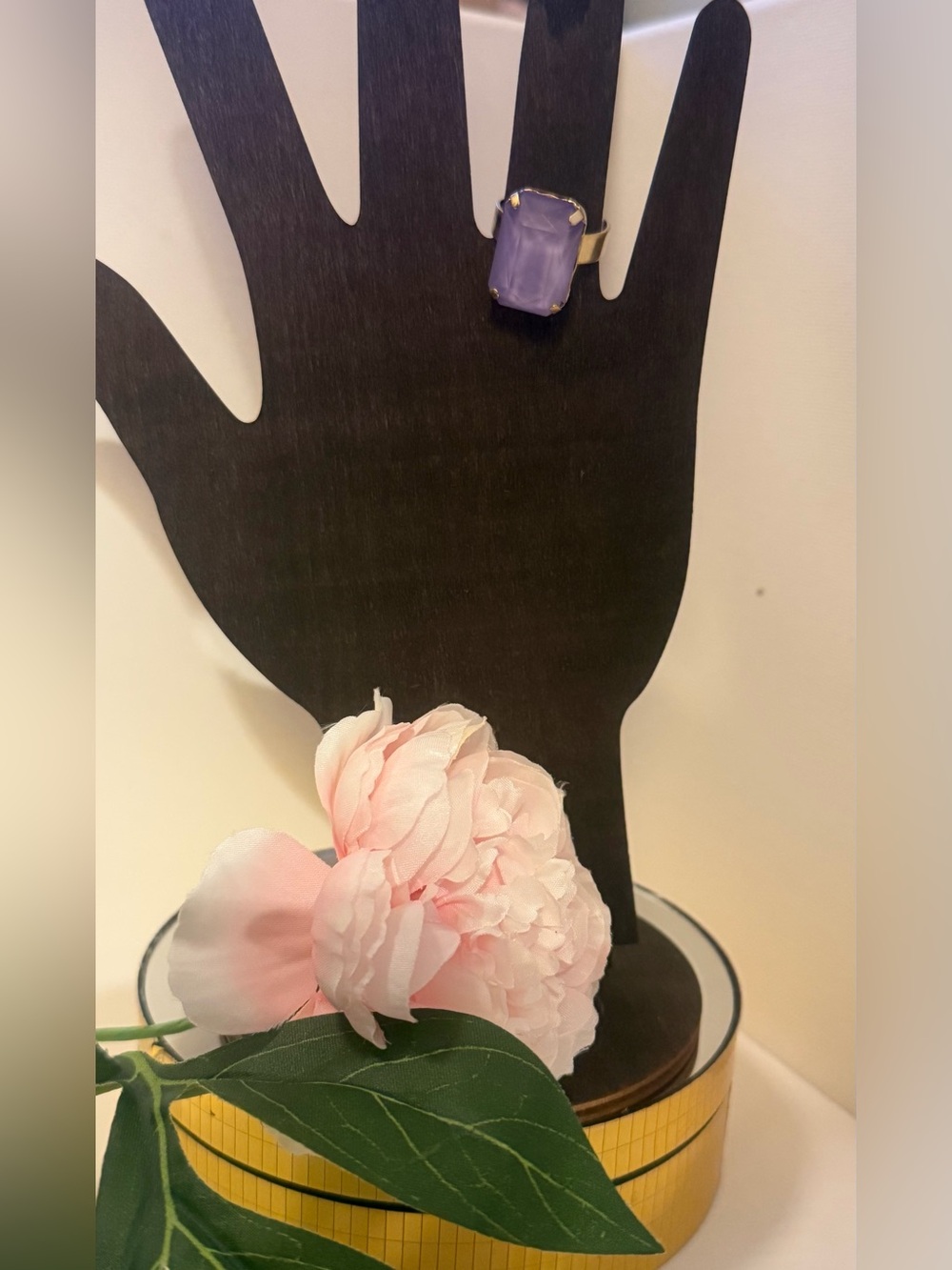 Roxanne Assoulin Authentic Semiprecious Stone Lavender Rectangle Ring Adjustable